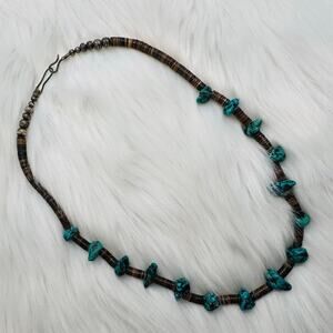 Men’s Faux Turquoise and Genuine Shell Beaded Necklace